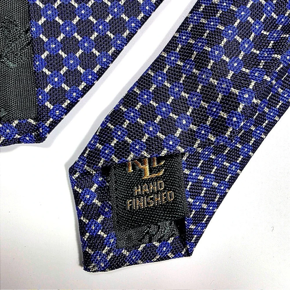 Lauren Ralph Lauren‎ Mens Silk Geometric Pattern Tie Blue White